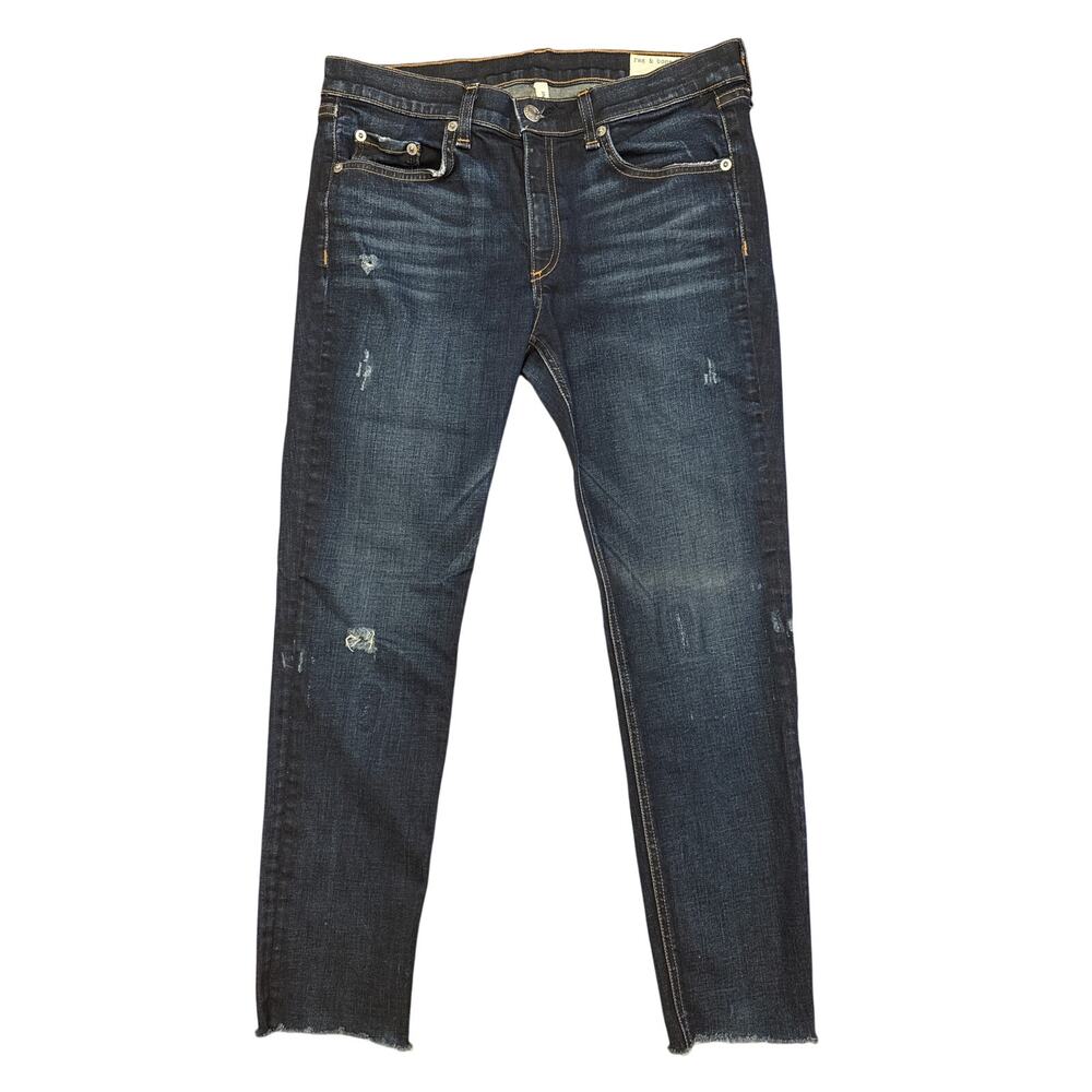 rag & bone Distressed Dark Blue Skinny Jeans